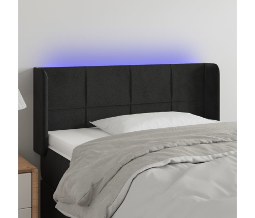 Cabecero con LED de terciopelo negro 93x16x78/88 cm