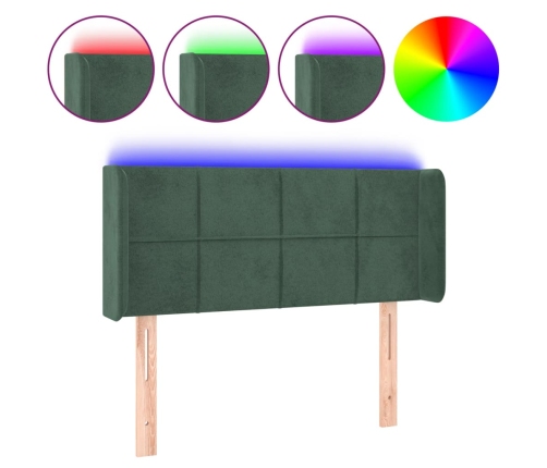 Cabecero con LED de terciopelo verde oscuro 93x16x78/88 cm