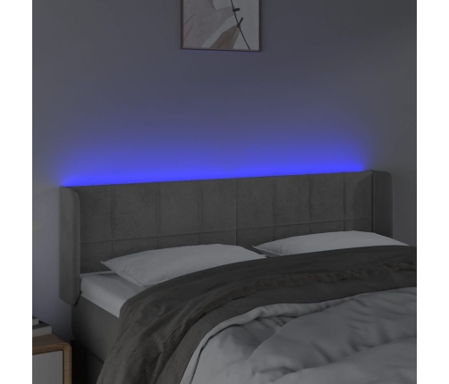 Cabecero con LED de terciopelo gris claro 147x16x78/88 cm