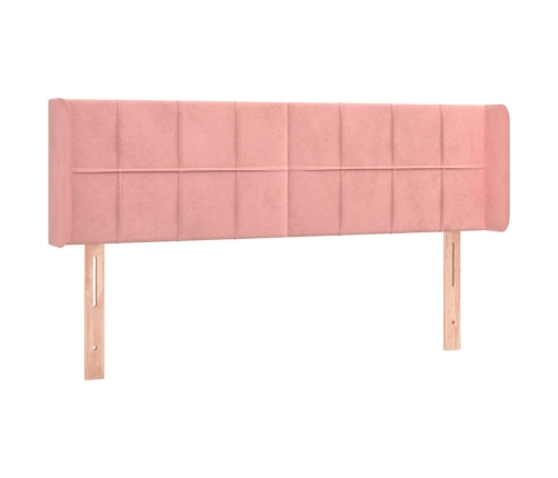 Cabecero con LED de terciopelo rosa 147x16x78/88 cm