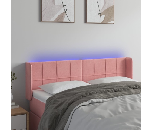 Cabecero con LED de terciopelo rosa 147x16x78/88 cm