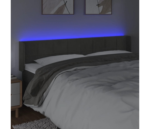 Cabecero con LED de terciopelo gris oscuro 163x16x78/88 cm