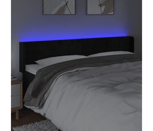 Cabecero con LED de terciopelo negro 163x16x78/88 cm