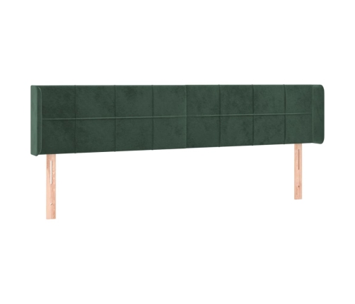 Cabecero con LED de terciopelo verde oscuro 163x16x78/88 cm