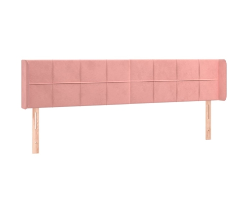 Cabecero con LED de terciopelo rosa 163x16x78/88 cm