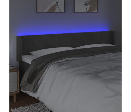 Cabecero con LED de terciopelo gris oscuro 203x16x78/88 cm