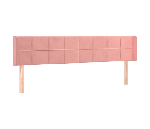 Cabecero con LED de terciopelo rosa 203x16x78/88 cm