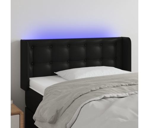 Cabecero con LED cuero sintético negro 83x16x78/88 cm