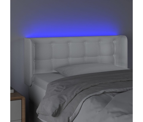 Cabecero con LED cuero sintético blanco 83x16x78/88 cm