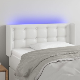 Cabecero con LED cuero sintético blanco 83x16x78/88 cm