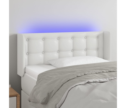 Cabecero con LED cuero sintético blanco 83x16x78/88 cm