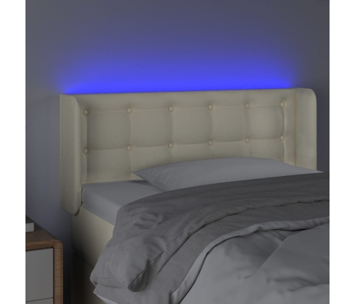 Cabecero con LED cuero sintético crema 83x16x78/88 cm