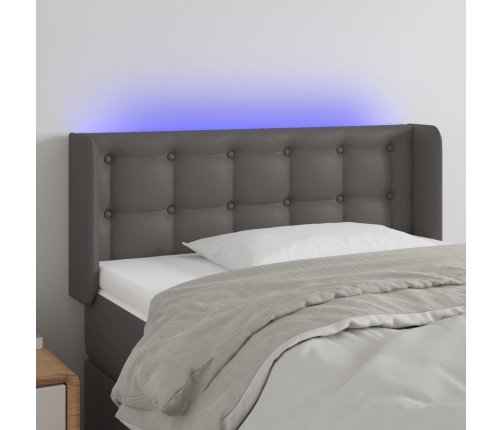 Cabecero con LED cuero sintético gris 83x16x78/88 cm