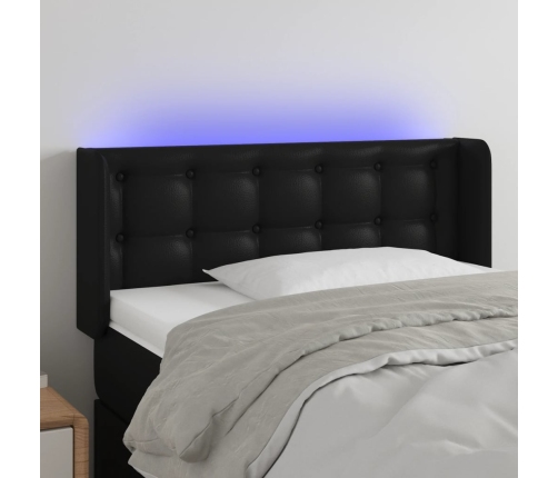 Cabecero con LED cuero sintético negro 93x16x78/88 cm