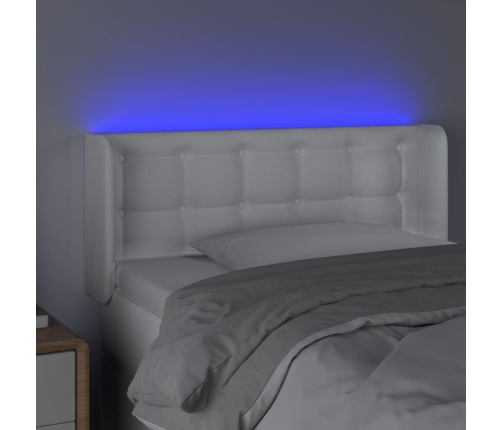 vidaXL Cabecero con LED cuero sintético blanco 93x16x78/88 cm