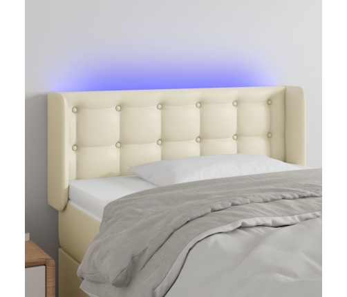 Cabecero con LED cuero sintético crema 93x16x78/88 cm