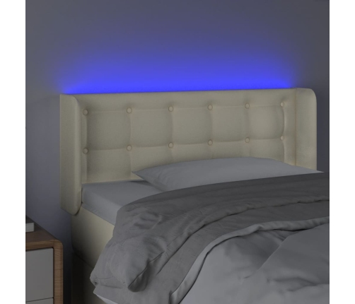 vidaXL Cabecero con LED cuero sintético crema 103x16x78/88 cm