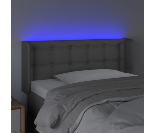 Cabecero con LED cuero sintético gris 103x16x78/88 cm