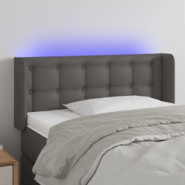 Cabecero con LED cuero sintético gris 103x16x78/88 cm