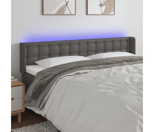 Cabecero con LED cuero sintético gris 183x16x78/88 cm