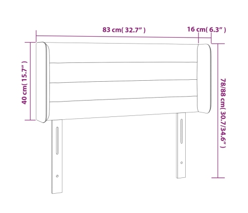 Cabecero con LED de tela gris claro 83x16x78/88 cm