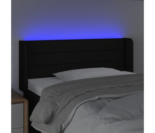 Cabecero con LED de tela negro 83x16x78/88 cm