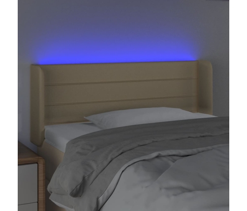 Cabecero con LED de tela crema 83x16x78/88 cm