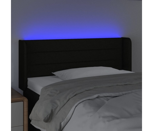 Cabecero con LED de tela negro 93x16x78/88 cm