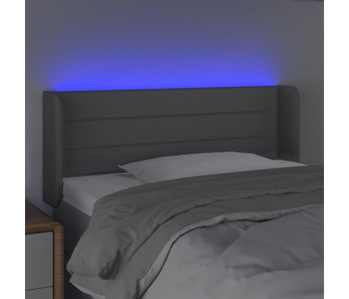 Cabecero con LED de tela gris claro 103x16x78/88 cm