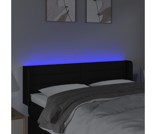 Cabecero con LED de tela negro 147x16x78/88 cm