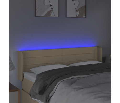 Cabecero con LED de tela crema 147x16x78/88 cm