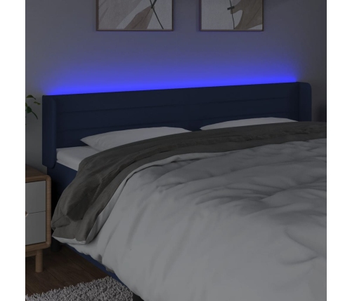 Cabecero con LED de tela azul 163x16x78/88 cm