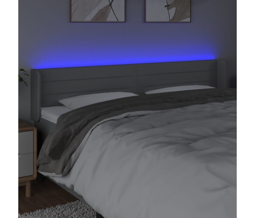 Cabecero con LED de tela gris claro 183x16x78/88 cm