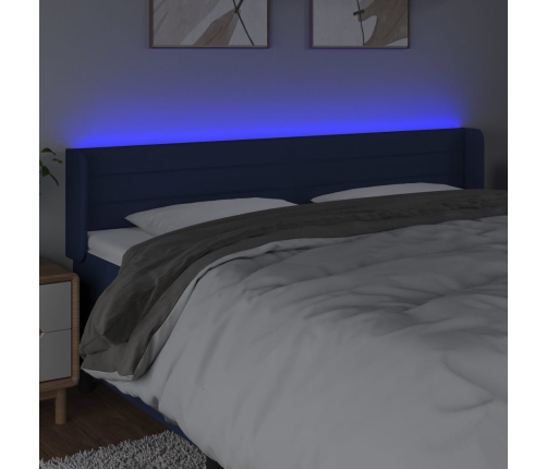 Cabecero con LED de tela azul 203x16x78/88 cm