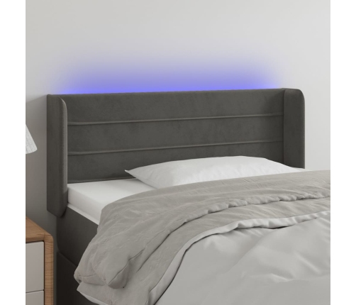 Cabecero con LED de terciopelo gris oscuro 83x16x78/88 cm