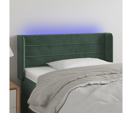 Cabecero con LED de terciopelo verde oscuro 83x16x78/88 cm