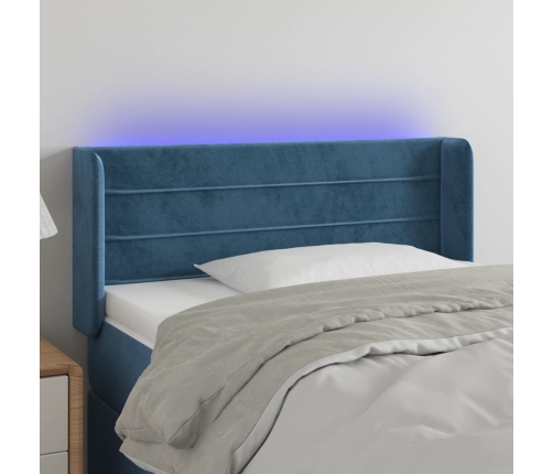 Cabecero con LED de terciopelo azul oscuro 83x16x78/88 cm