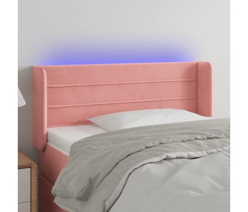 Cabecero con LED de terciopelo rosa 83x16x78/88 cm