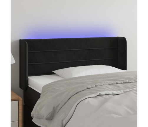 Cabecero con LED de terciopelo negro 93x16x78/88 cm