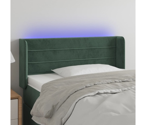 Cabecero con LED de terciopelo verde oscuro 93x16x78/88 cm