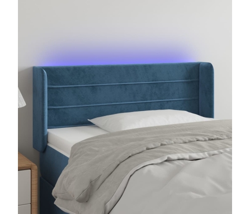 Cabecero con LED de terciopelo azul oscuro 93x16x78/88 cm