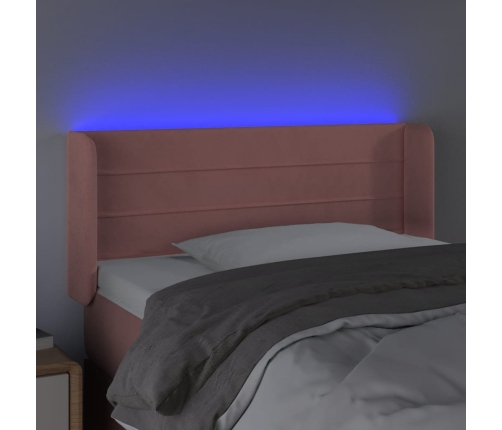 Cabecero con LED de terciopelo rosa 103x16x78/88 cm