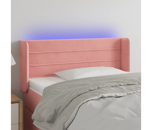 Cabecero con LED de terciopelo rosa 103x16x78/88 cm