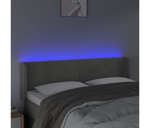 vidaXL Cabecero con LED de terciopelo gris claro 147x16x78/88 cm