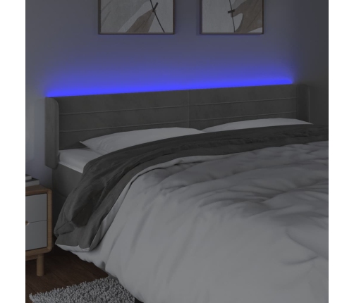 Cabecero con LED de terciopelo gris claro 203x16x78/88 cm