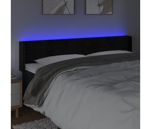 Cabecero con LED de terciopelo negro 203x16x78/88 cm