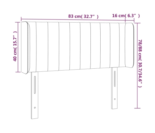 Cabecero con LED de tela marrón oscuro 83x16x78/88 cm