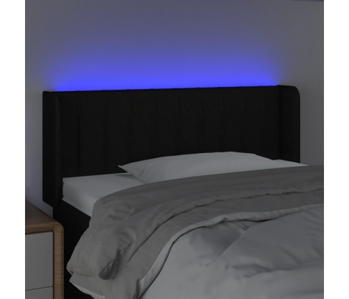 Cabecero con LED de tela negro 93x16x78/88 cm