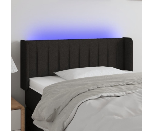 Cabecero con LED de tela negro 93x16x78/88 cm