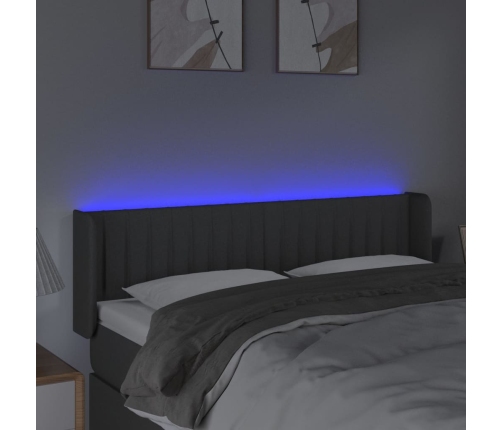 Cabecero con LED de tela gris oscuro 147x16x78/88 cm